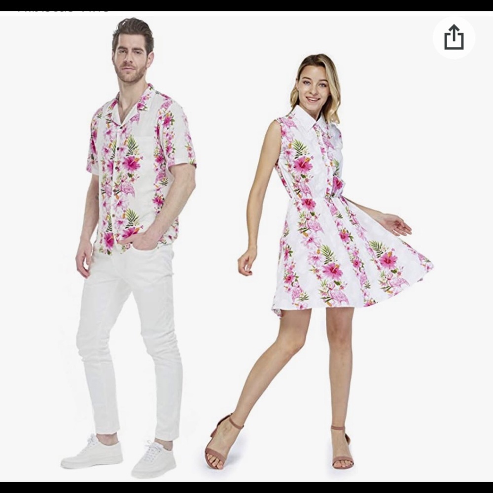 Couples matching - Hawaiian-never worn- includes men’s shirt and woman’s dress